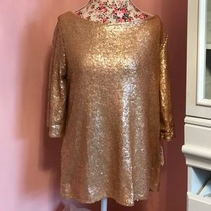 🎉SOLD🎉Gold Halogen Tie Back Sequin Top Nordstrom